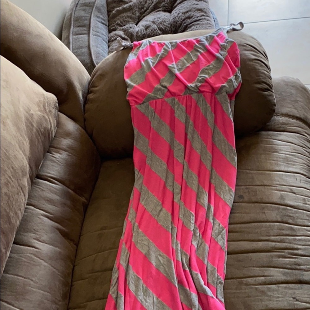 Pink striped maxi dress